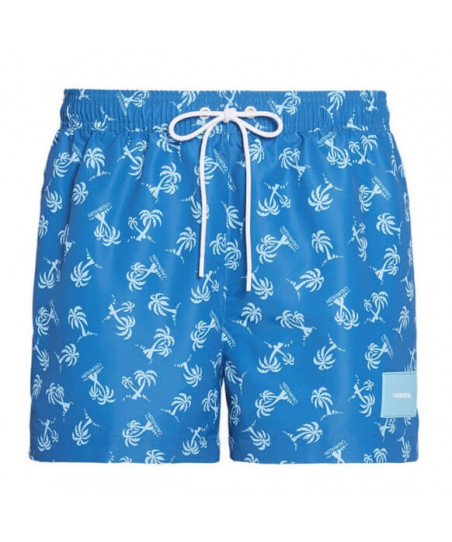 Calvin Klein ανδρικό μαγιό Palm Tree repeat snorkel blue KM0KM00503-0G0